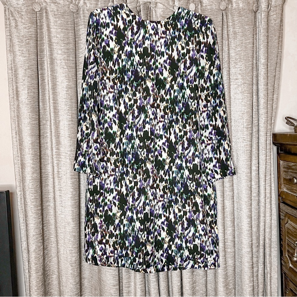 ERDEM Emma Wiggle Abstract Print Silk Mini Shift Dresss